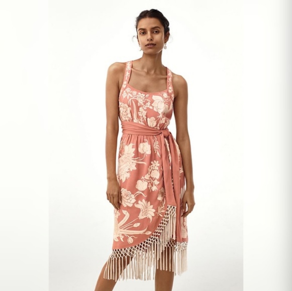 Lucille Pink Embroidered Dress New